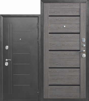 Дверь стальная FERRONI ТРОЯ Серебро антик/Дуб дымчатый (2050х860х100мм) правая