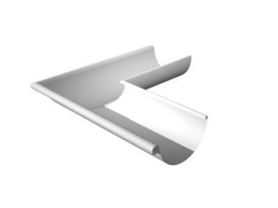 Угол желоба наружный D125 (ПЛД-RAL9010 Белый-0,6)